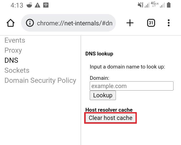 Clearing DNS Cache on Android for Error Code 1001_1