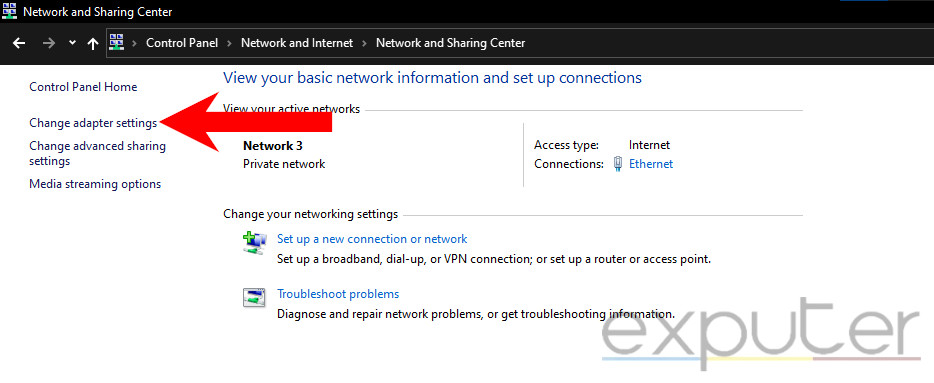 adapter settings for dns server