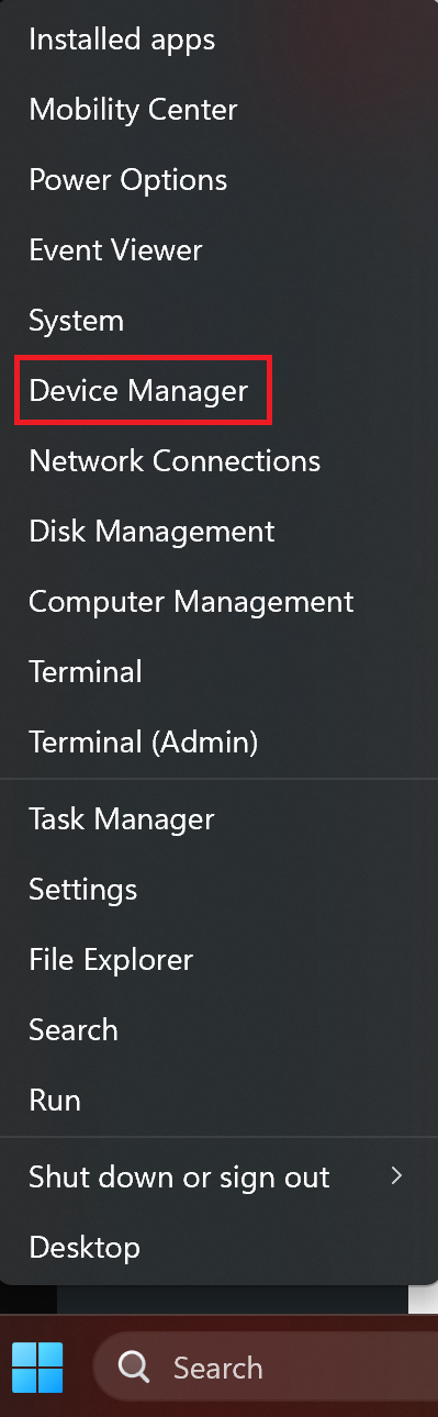 getting to device manager to update drivers