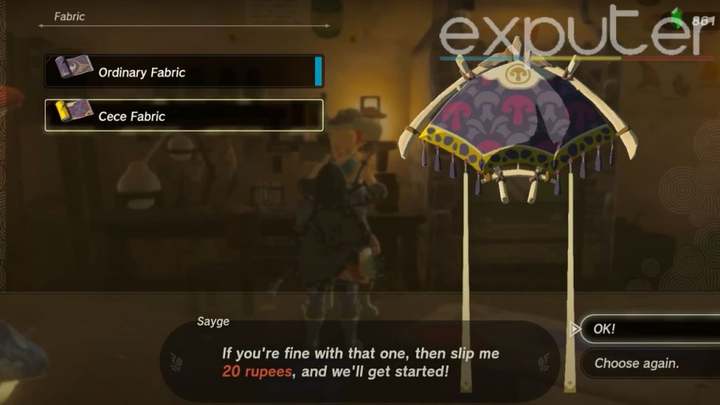 Image shows Zelda Tears Of The Kingdom Paraglider Customisation