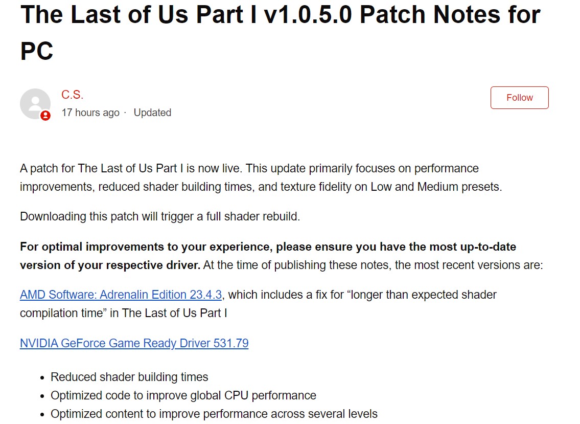 the last of us part i v1 1.2 patch