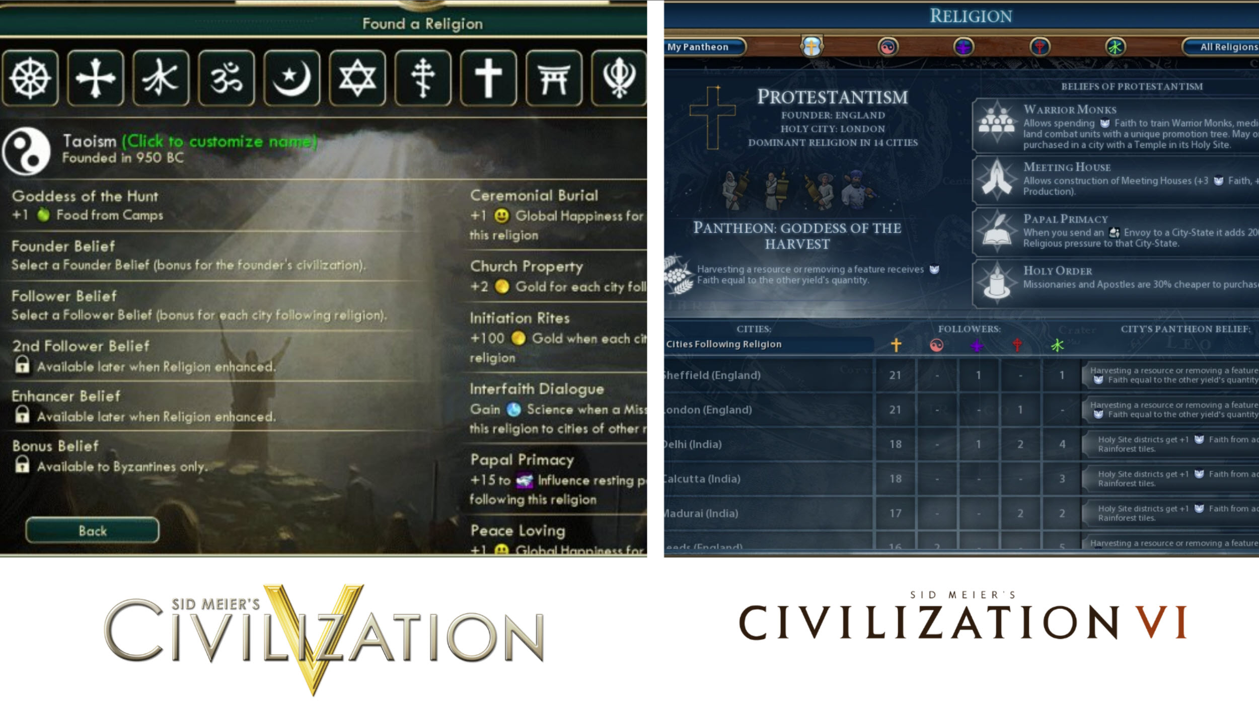 Civ 5 vs Civ 6 religion