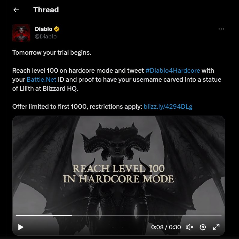 Diablo 4 race to 100