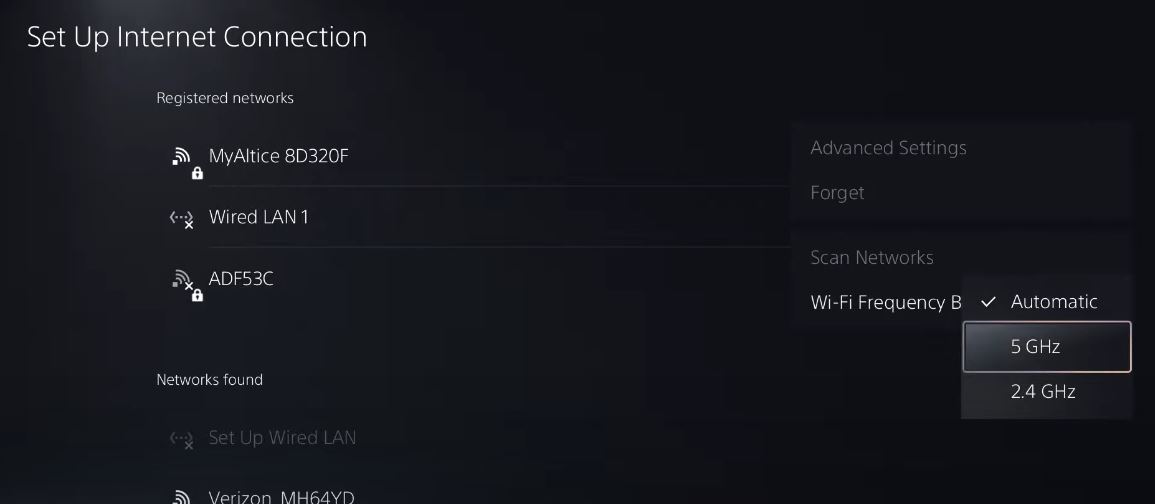 WIFI Frequency Band Settings