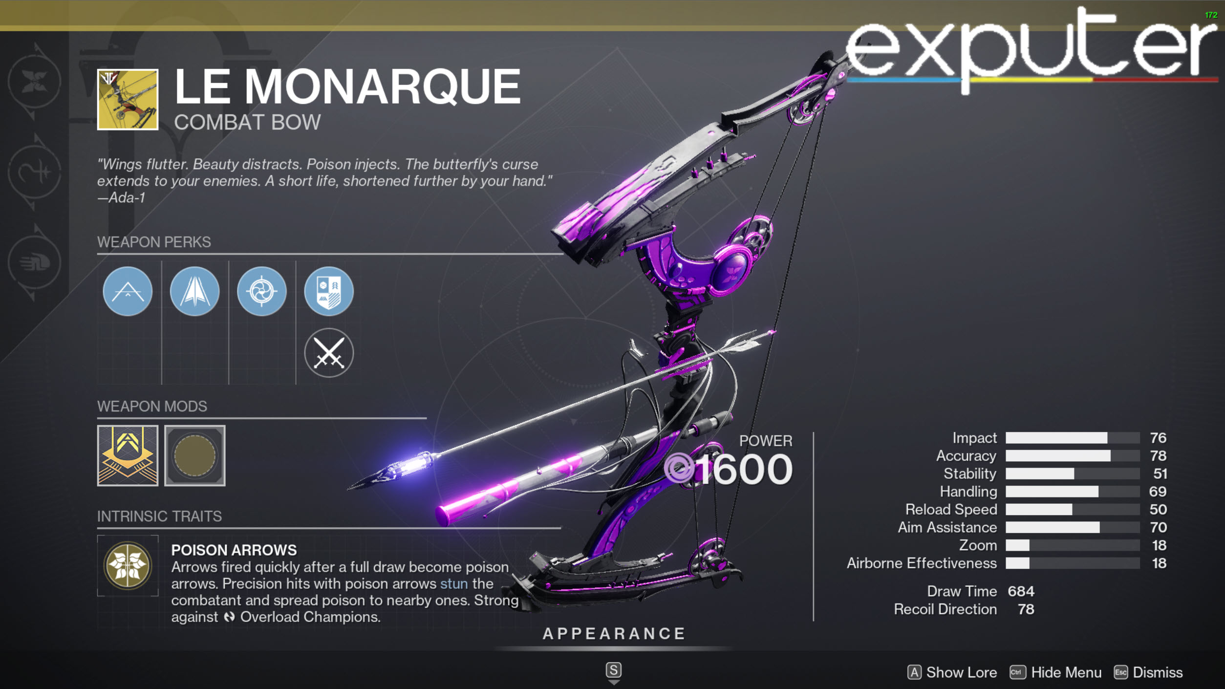 le monarque best exotic bow destiny 2