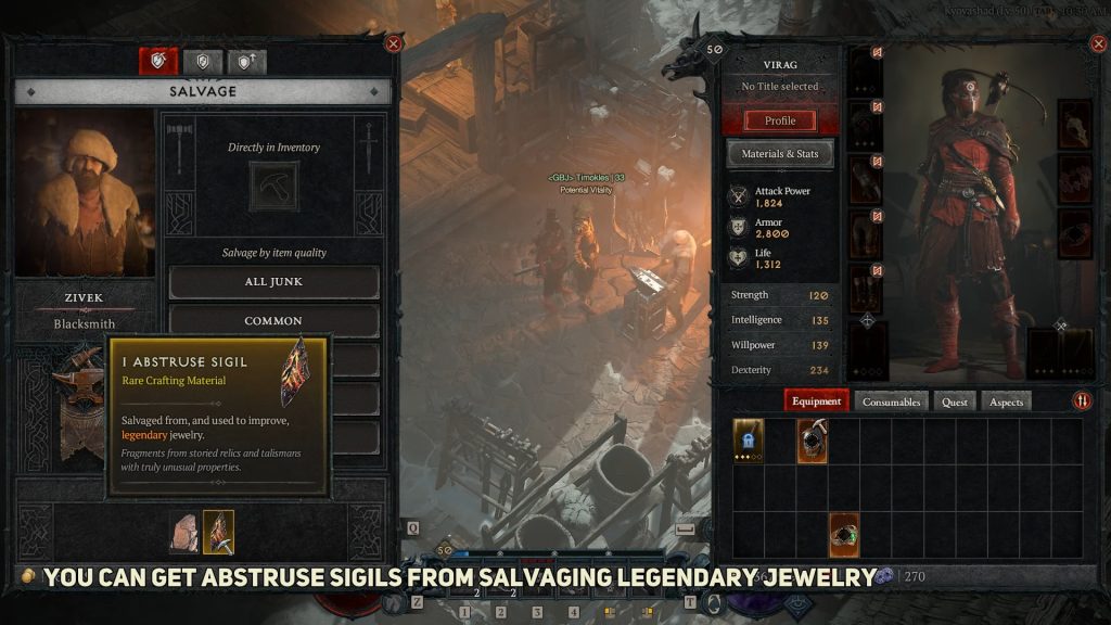 Salvaging Legendary Jewelry abstruse sigil diablo 4 