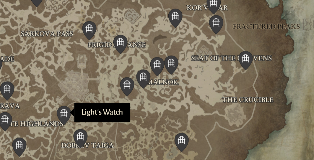 Diablo 4: Light's Watch Location