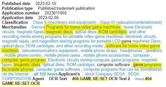 404 Game RE:SET Trademark