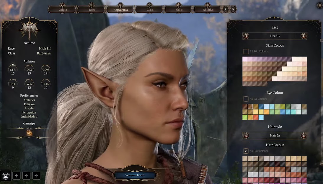 Baldur's Gate 3 Character Creator General appearance options