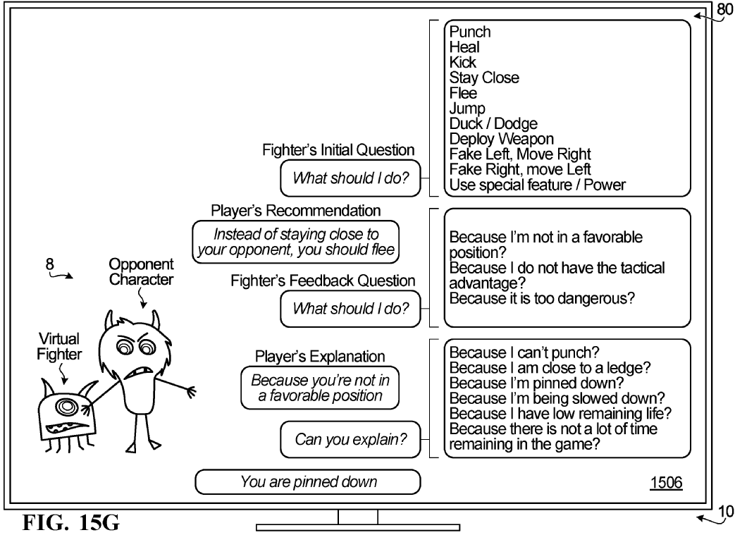 The image shows a structured dialog between the player and the coaching model.