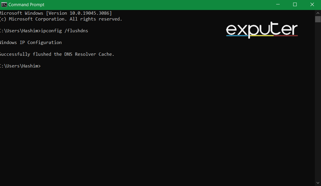 Type ipconfig /flush dns to Flush DNS