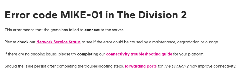 the division 2 errore mike 01