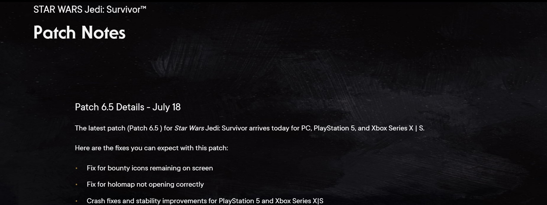 Star Wars Jedi: Survivor patch