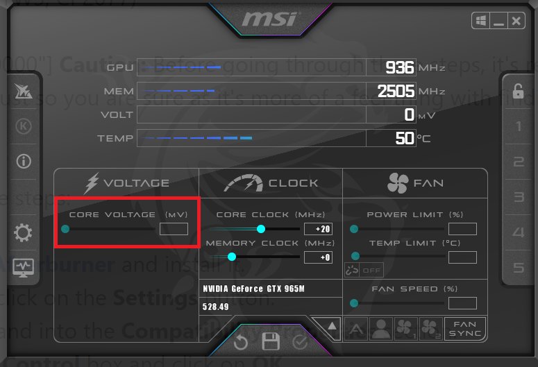 Undervolting GPU to fix DXGI error Device removed 