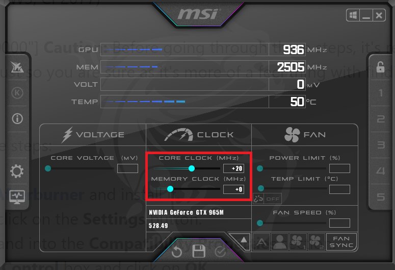 Downclocking GPU to fix Fevice Lost error