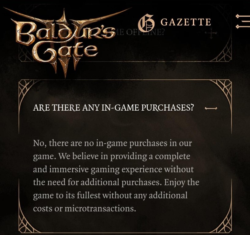 Baldur's Gate 3 Microtransactions