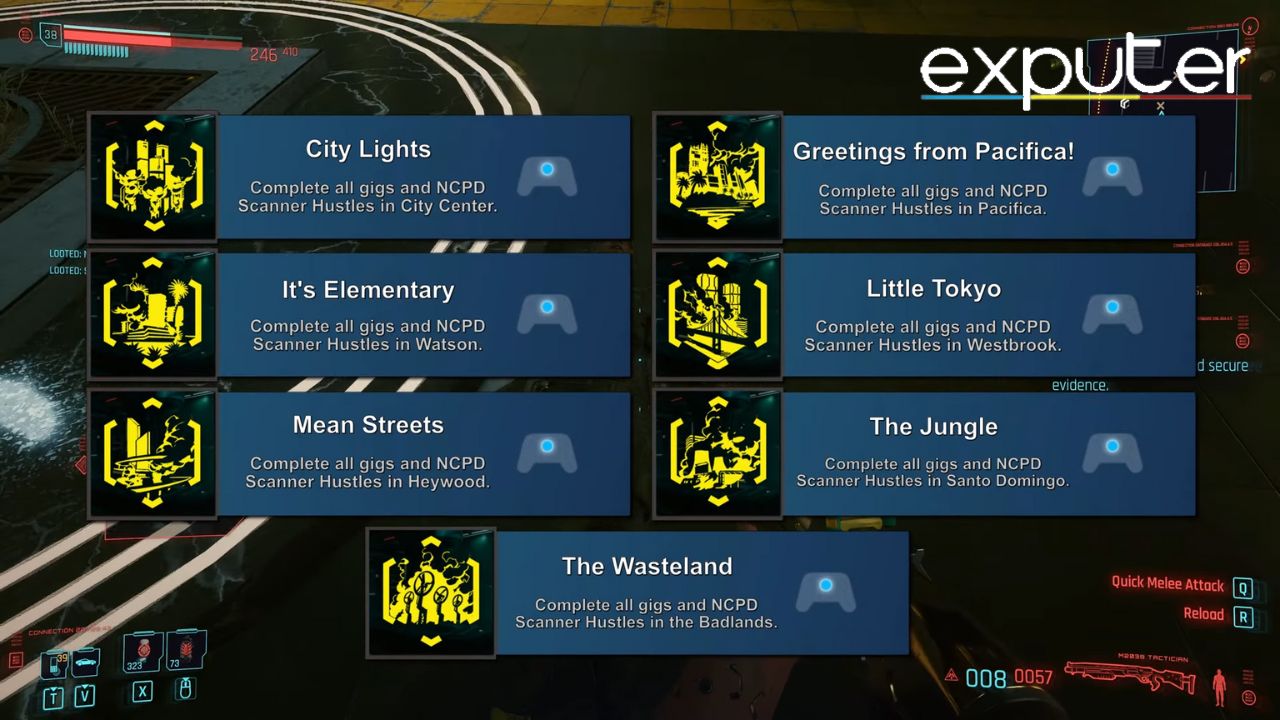 Gig and NCPD Scanner Hustle Trophies in Cyberpunk 2077 [Image by Us]