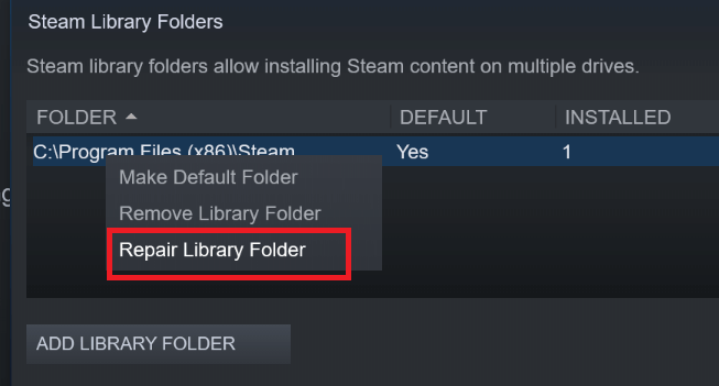 Repair Library folder to resolve steam corrupt update files