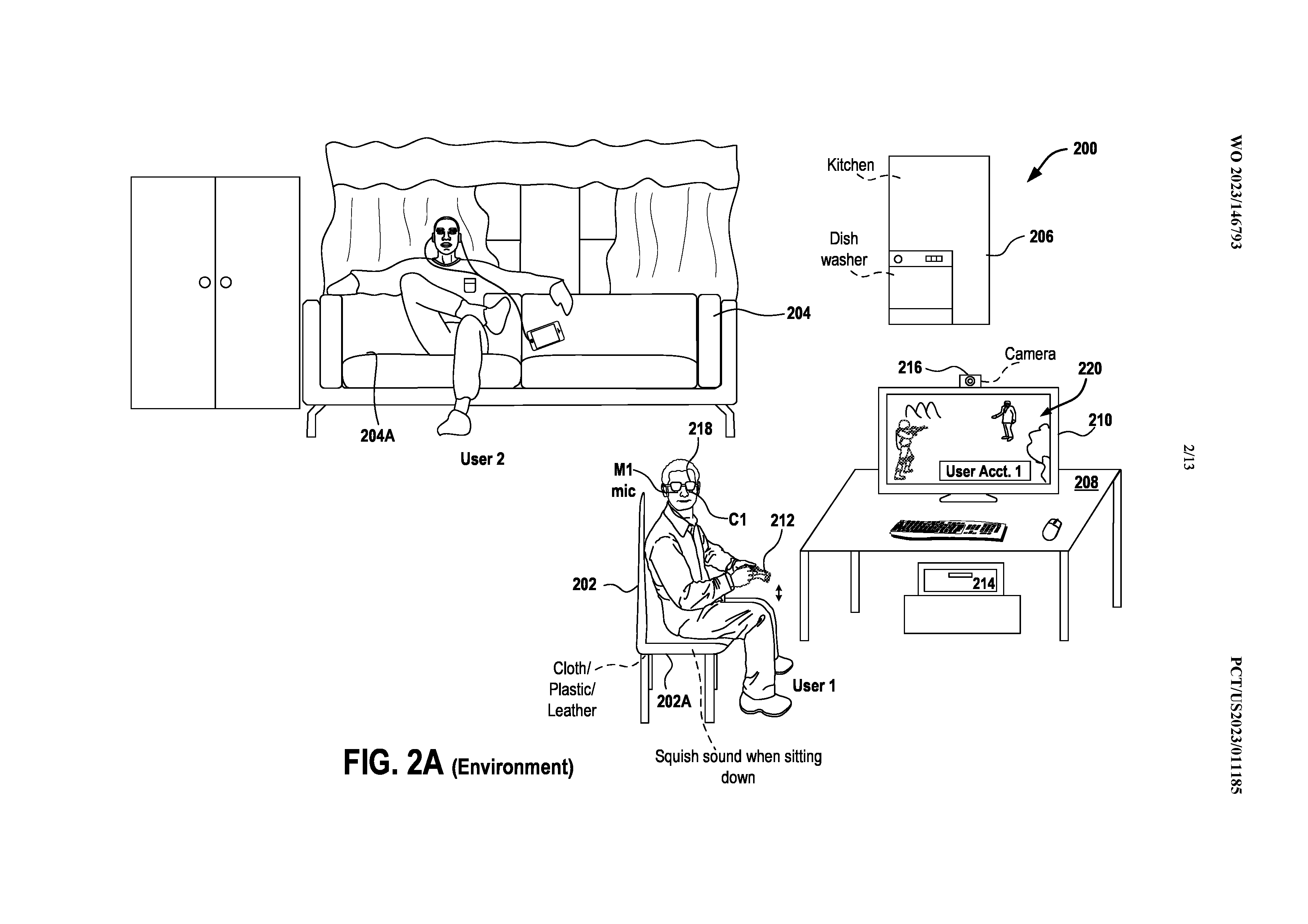 The diagram illustrates the VR headset detecting the user sitting on a chair.