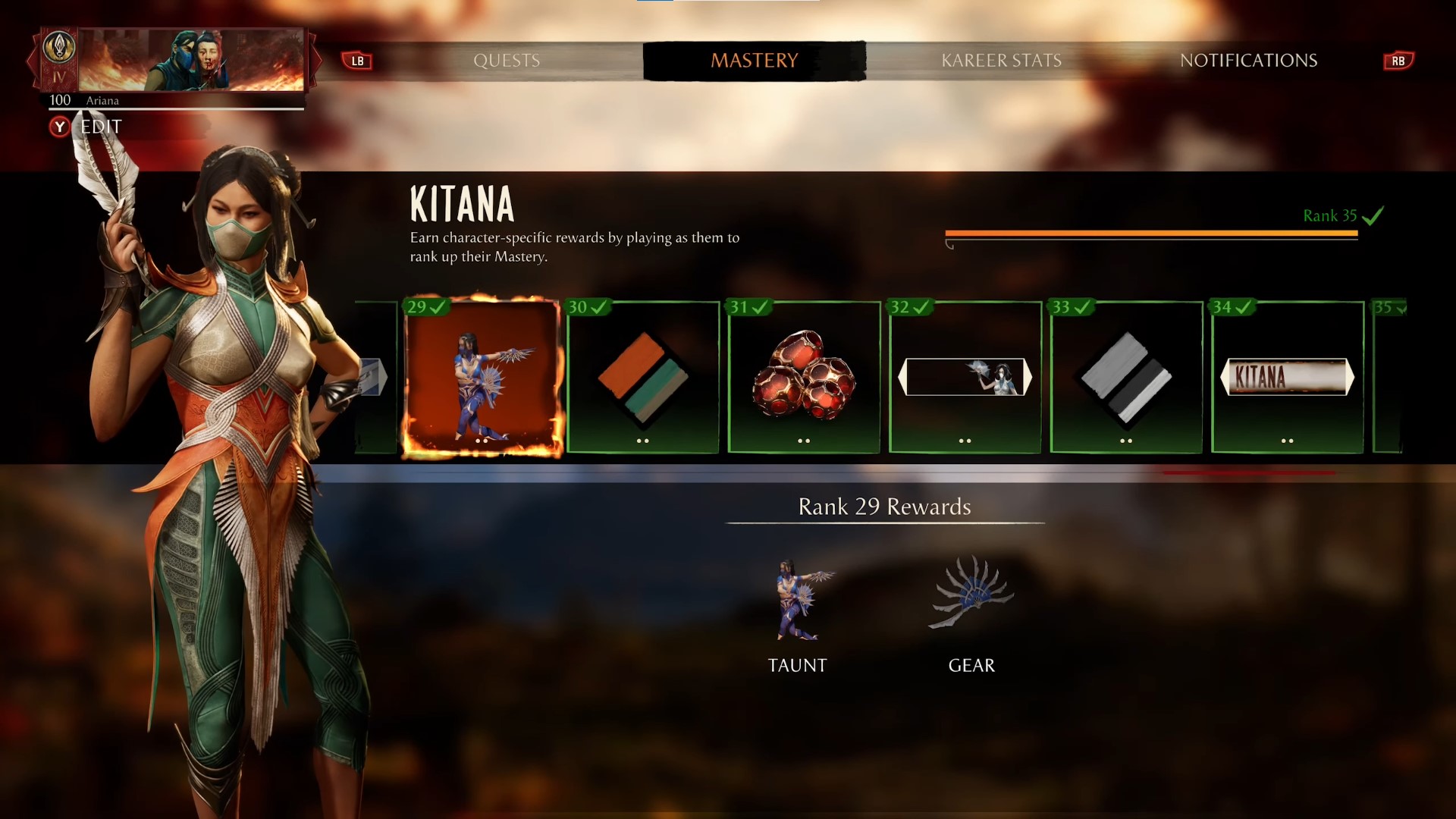 Kitana Mastery Rewards In Mortal Kombat 1