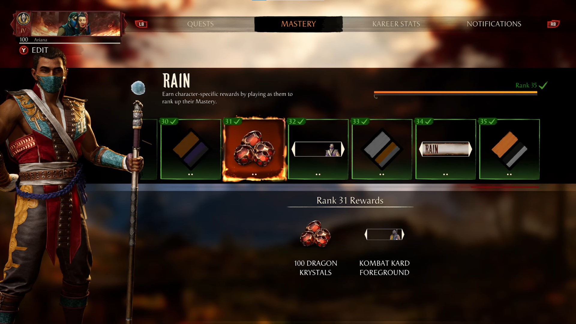 Rain Mastery Rewards In Mortal Kombat 1