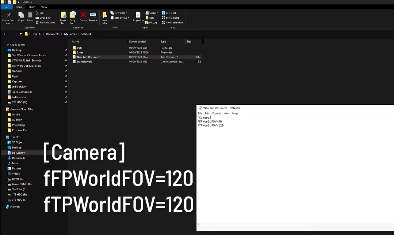 Adjust FOV in starfield