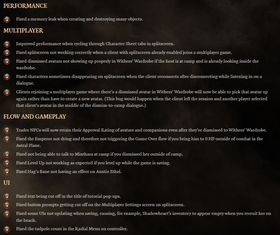 Baldur's Gate 3 Hotfix 5 Patch Notes