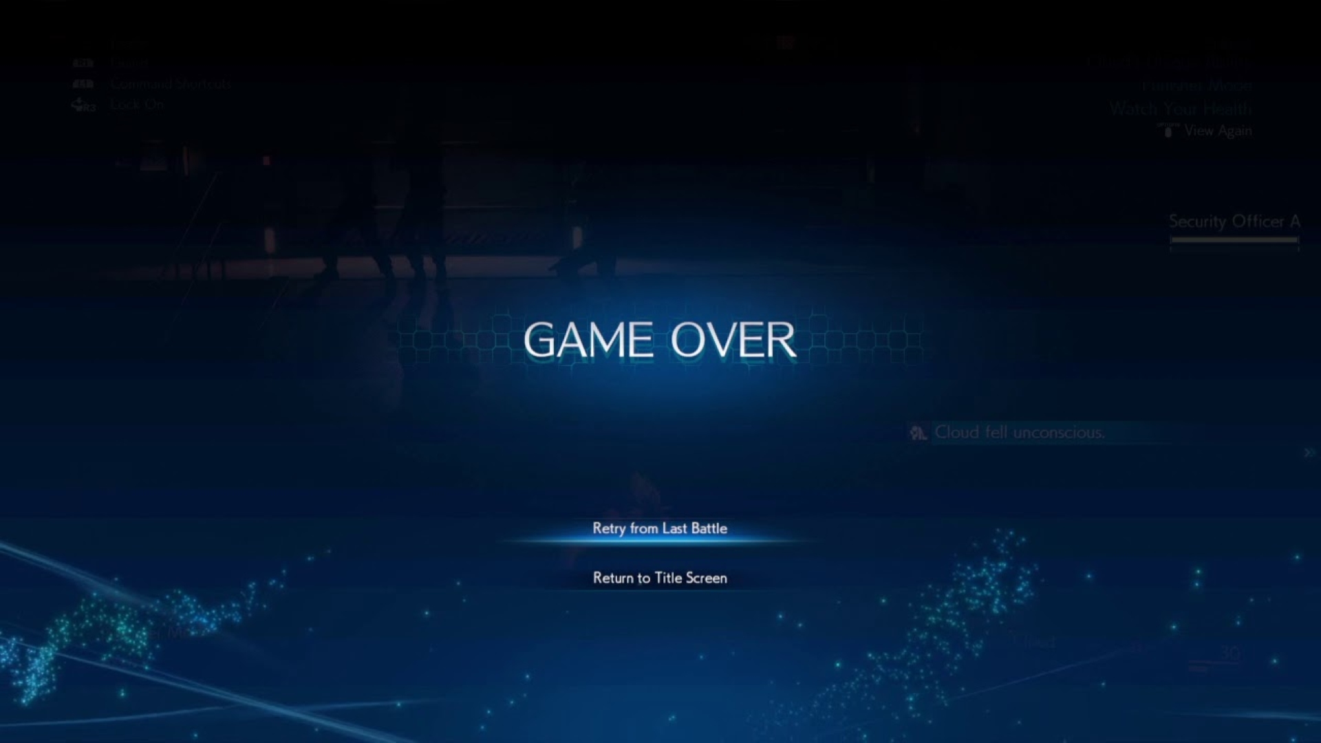 FFVII Remake Game Over Screen