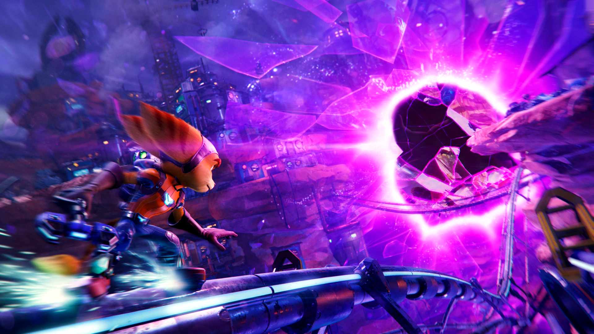 Travelling between worlds is the signature mechanic of Ratchet and Clank: Rift Apart