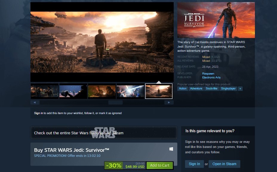 Star Wars Jedi: Survivor on Steam