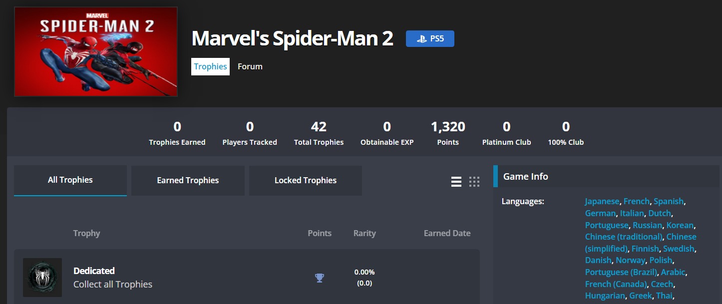 Marvel's entire Spider-Man 2 trophy list is now available to read on Exophase.