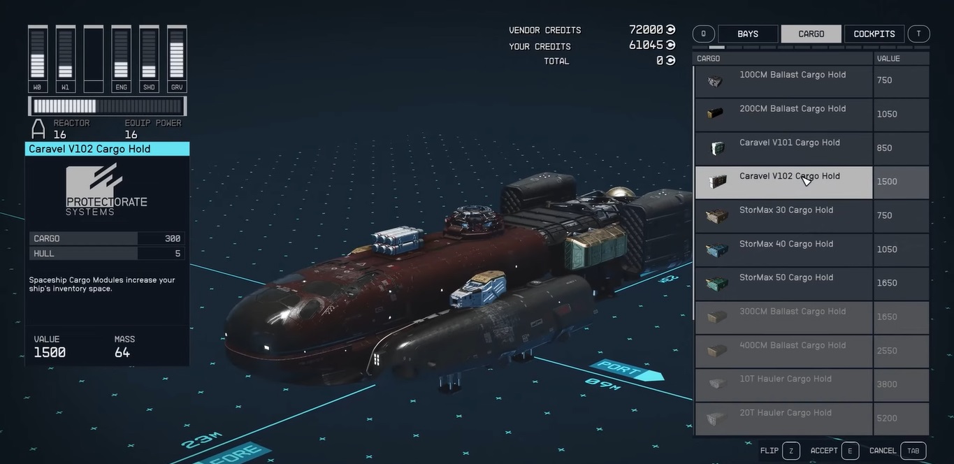 add cargo storage to ship