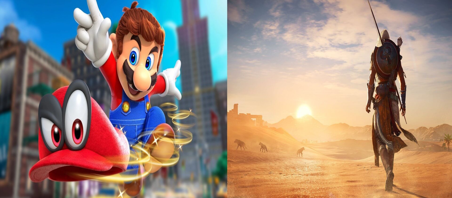 Super Mario Odyssey and Assassin's Creed Origins