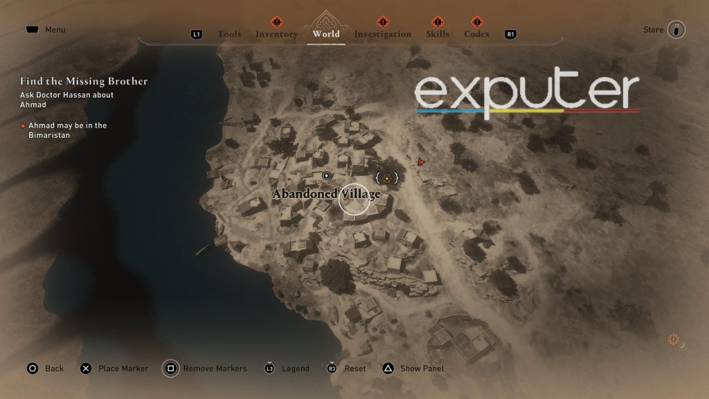 ac mirage abandoned village on map