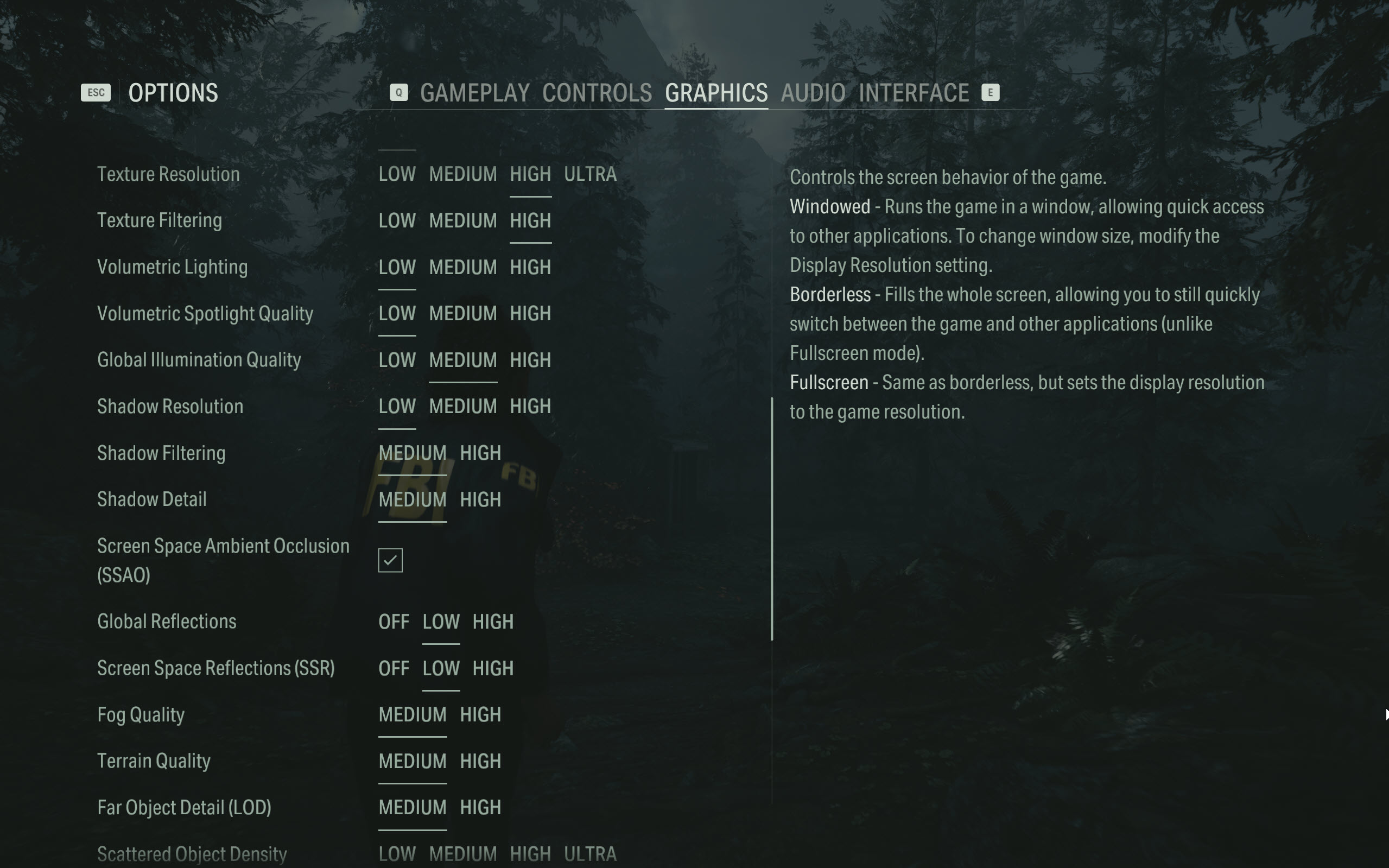 Alan wake 2's graphic settings