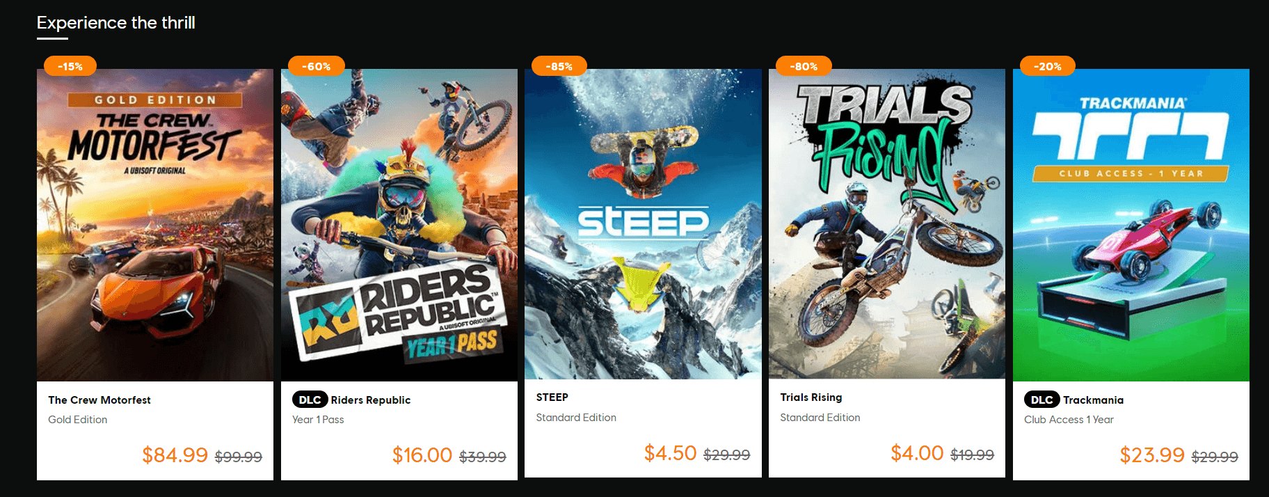 Some of the Major Discounted Games From the Ubisoft Racing Sale