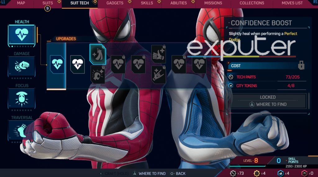 Spiderman 2 all the Best Suit Tech Upgrades for peter and miles