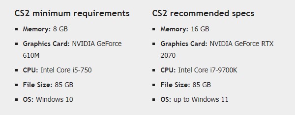 Cs 2 system requirements