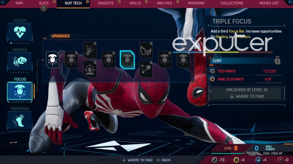 all of the tech suit upgrades which are best in spiderman 2