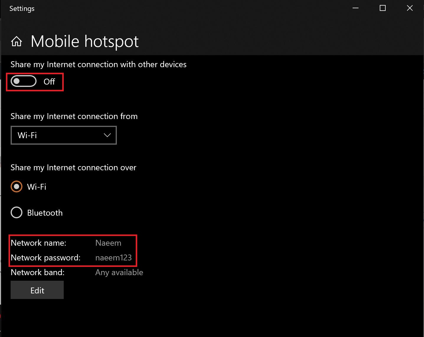 creating a hotspot on windows