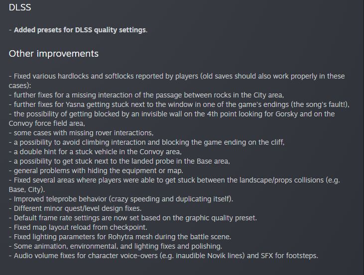 Details of the improvements from The Invincible hotfix 1.0.2.