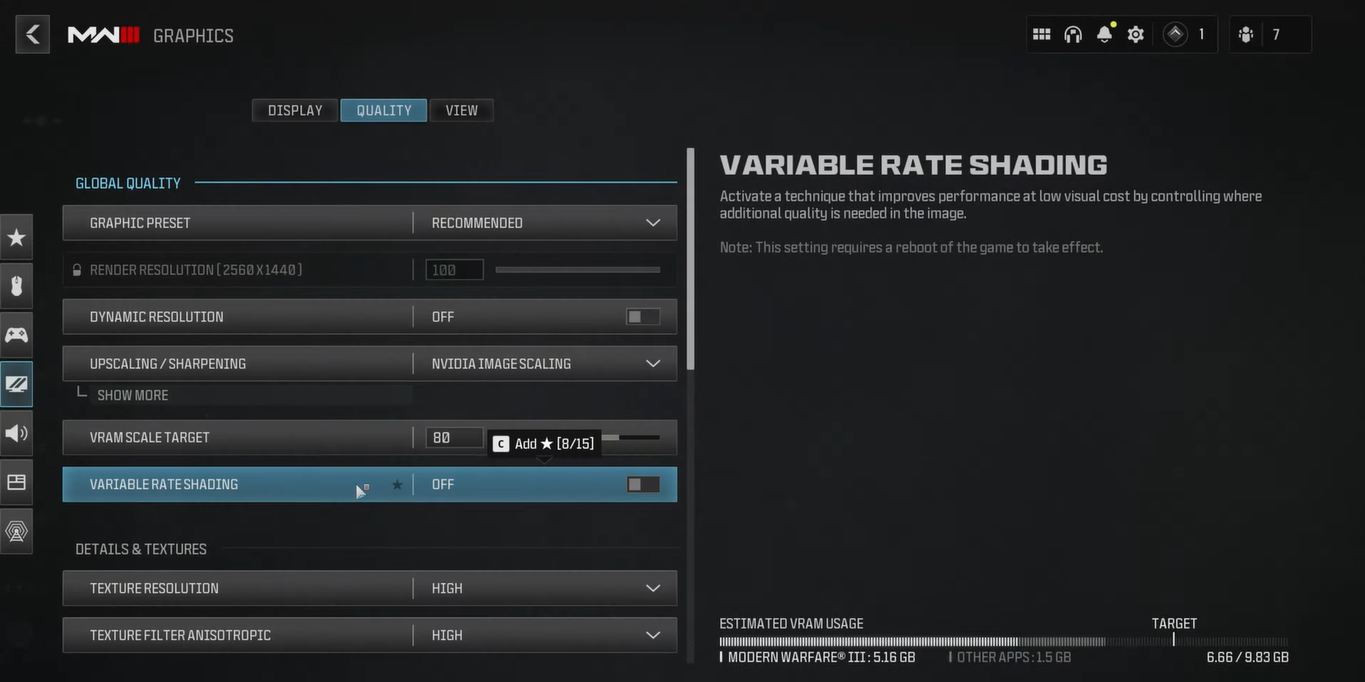 mw3 zombies crashing variable rate shading