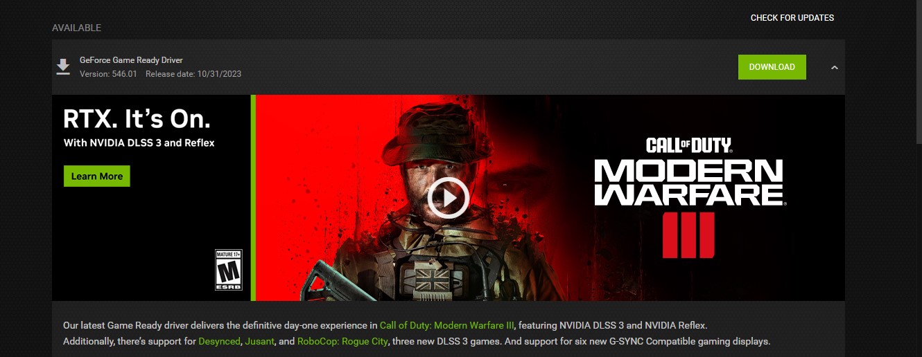 mw3 nvidia drivers