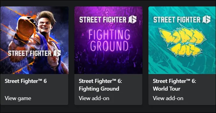 Street Fighter 6 is available, with each mode downloadable separately.