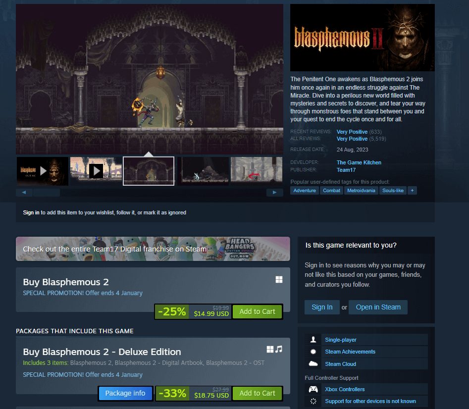 Blasphemous 2 on Steam