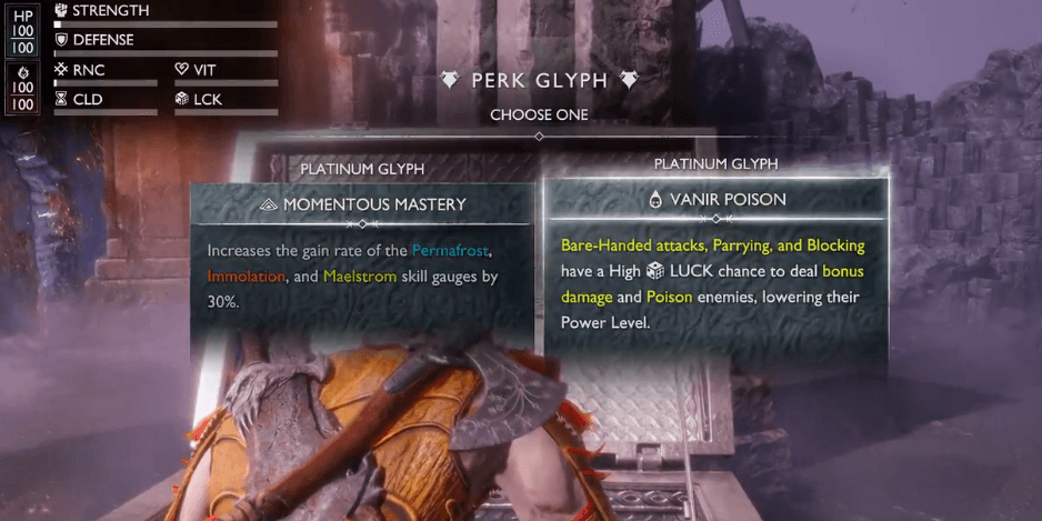 Choosing a Perk in God of War Ragnarok: Valhalla