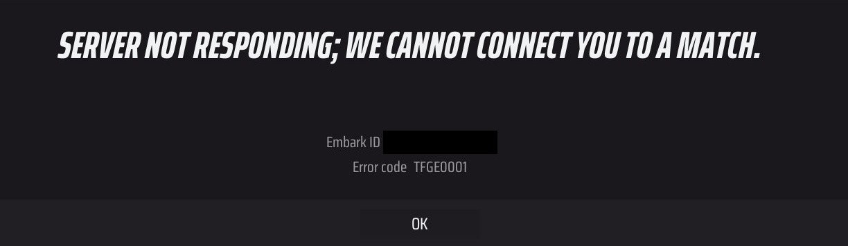 THe finals Error Code tfge0001