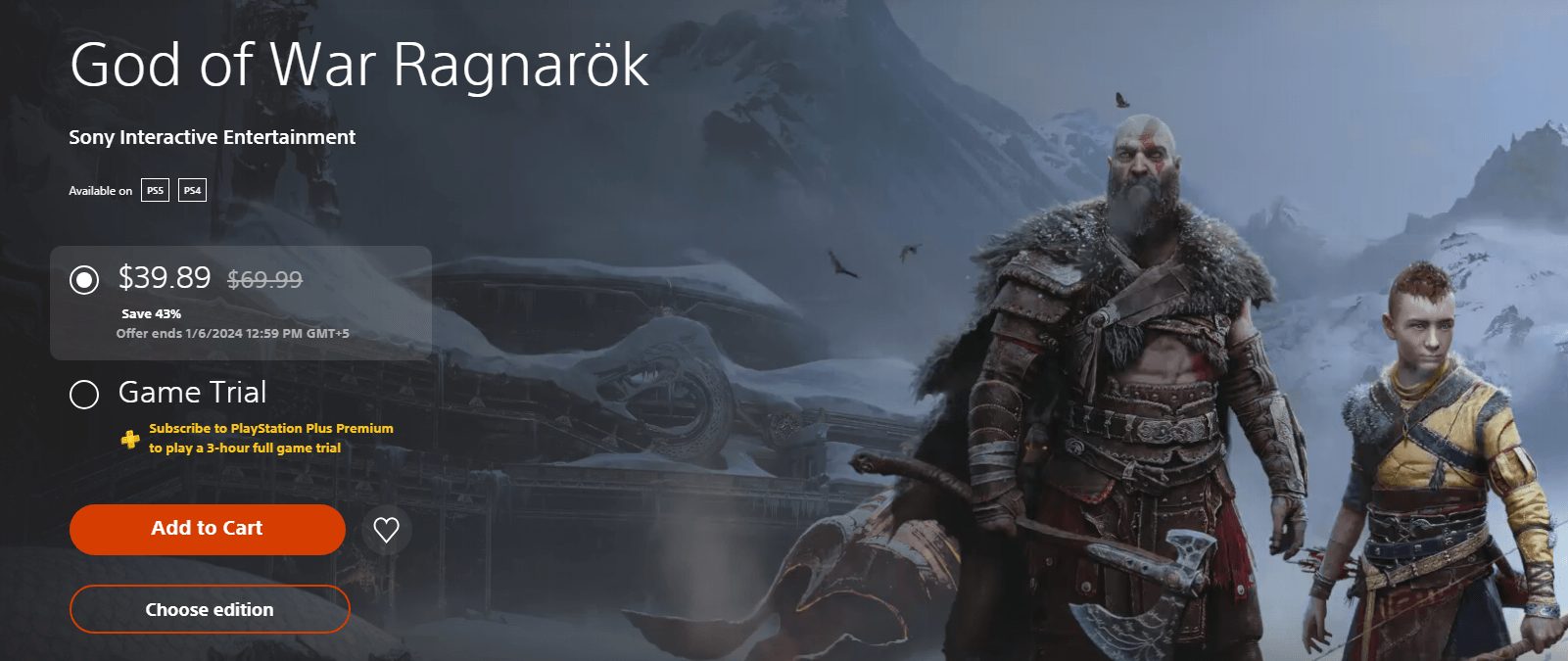 God of War Ragnarok on the PS Store