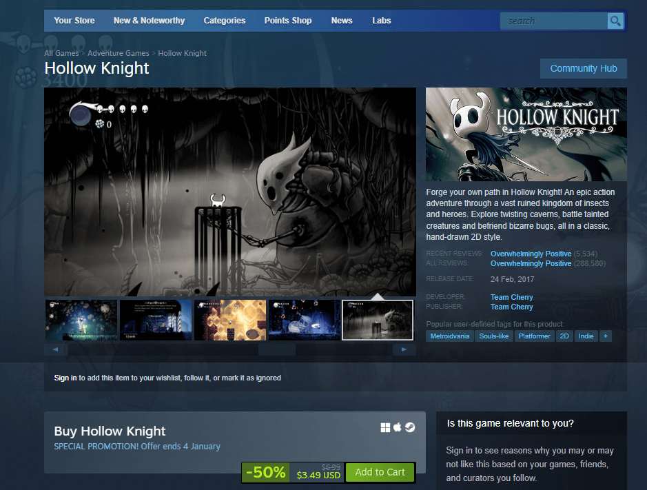 Hollow Knight on Steam