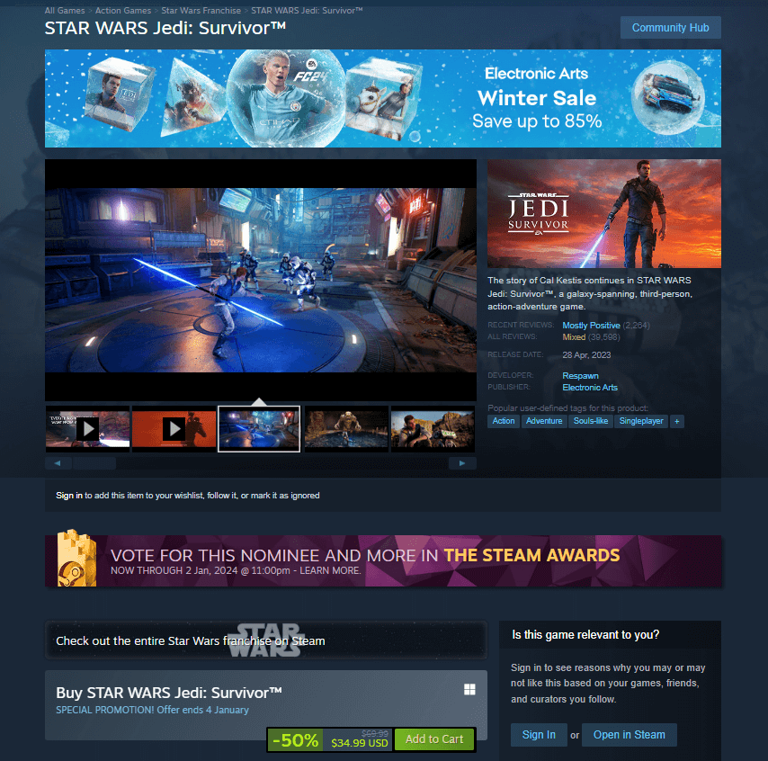 Star Wars Jedi: Survivor on Steam